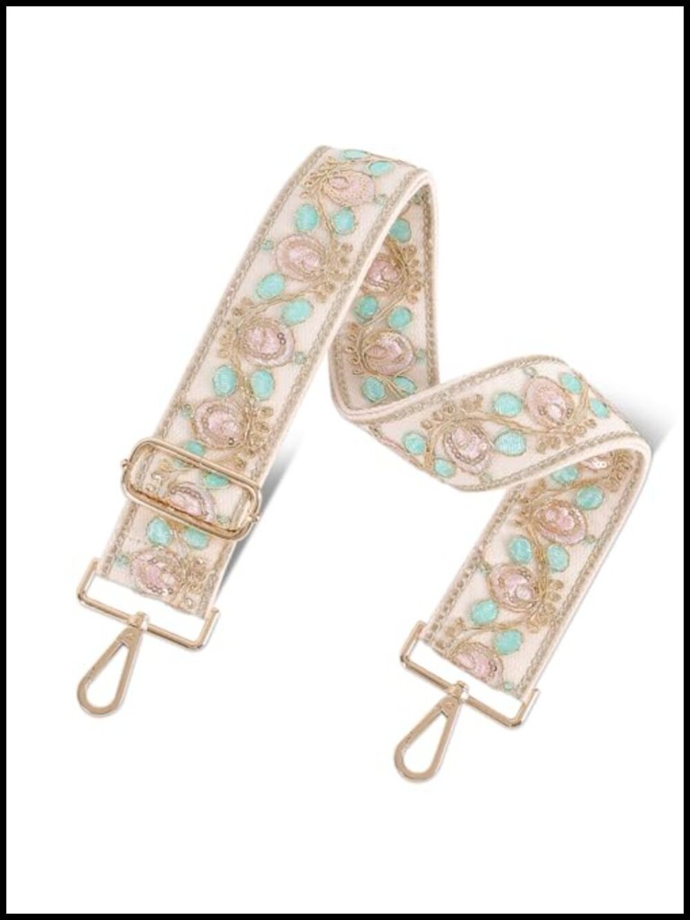 Embellished Purse Strap Sequin Embroidered Adjustable 2 Inch Wide
